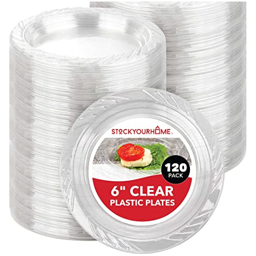 6inch Clear Plastic Dessert Plates (120 Pack) Flexible ...