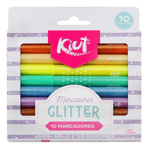 10 Marcadores Norma Kiut Efecto Glitter Lettering