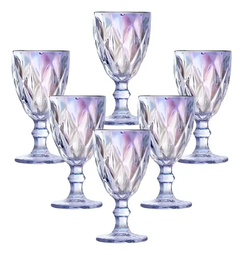 Jogo 6 Taças Vidro Grosso Diamante 330 Ml Efeito Colorido Furtacor/colorido/arco-íris — R$ 48,40 em Mercado Livre, 39% OFF