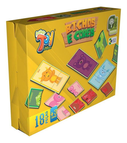 Quebra Cabeça Bichos E Cores 18 Pçs Paper Toy