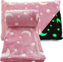 Comprar Cobija Manta Luminosa De Estrellas Y Lunas Color Rosa Claro Diseño De La Tela Rosada Estrellas Y Lunas