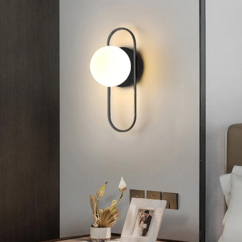 Arandela De Parede Moderna Globo Haste Esfera Bola 3 Em 1 127/220V Cor Preto 127/220V