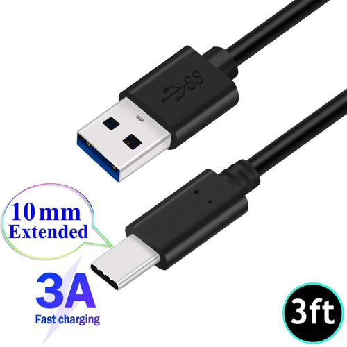 Cable Usb Tipo C De Punta Larga De 0.394 In.  3ft