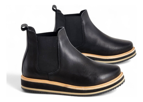 Botas Moda Gravagna 3125 Cuero Negro Base Comoda Y Elástico