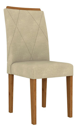 Kit 2 Cadeiras Estofadas Riade Cinamomo/veludo Bege - M.a Cor da estrutura da cadeira Cinamomo Desenho do tecido Liso