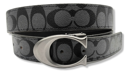 Cinturon Coach Doble Vista Reversible Hombre Mujer Unisex Color Negro Diseño De La Tela Hebilla C Talla M (115cm)