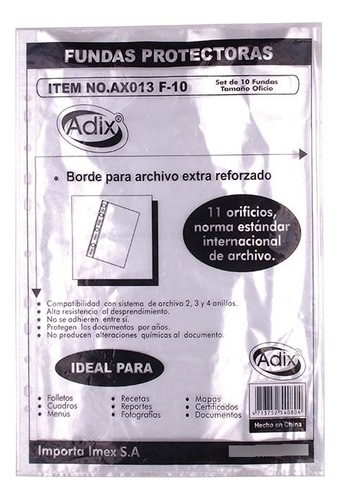 Funda Oficio 10 Unidades Adix