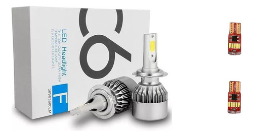 Kit Luces Led Auto C6 H8 H9 H11 Par + Cola De Pescado T10 5w