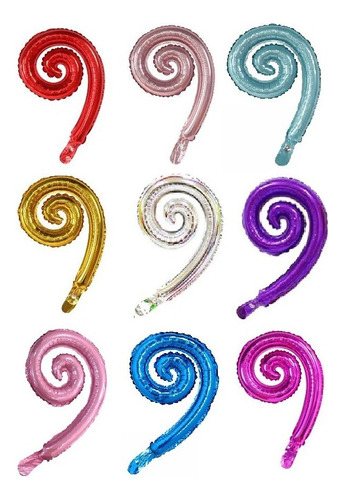 30 Globos Metalicos Curlys En Espiral Spiral Autosellante