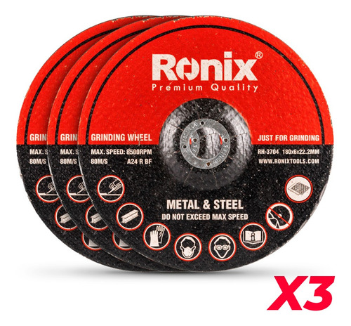 Discos De Esmerilar 7 Pulgadas / 180mm (pack) Ronix Desbaste
