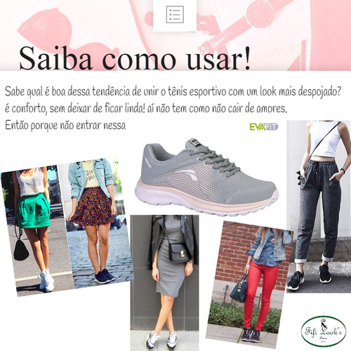 Tênis Feminino, Confort, Cinza E Rosa - Kolosh