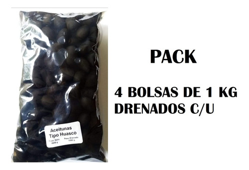 Aceitunas Negras Tipo Huasco,caja De 4 Bolsas De 1 Kg Agrof 