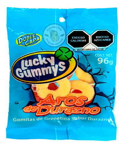 Gomitas Lucky Gummys Aros De Durazno Bolsita 96 Gr