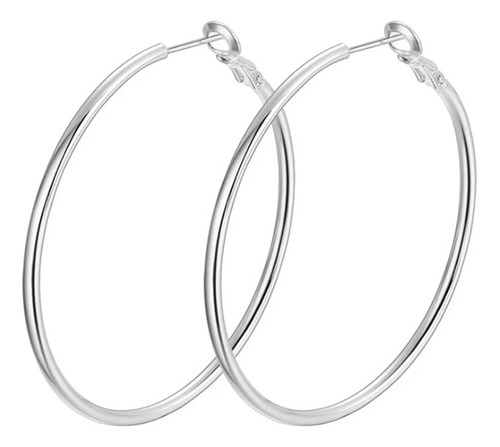 Aros De Plata Fina 925 Argollas 50mm Grandes