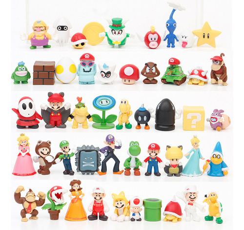 48 Piezas, Bonito Modelo De Figura De Acción De Super Mario,