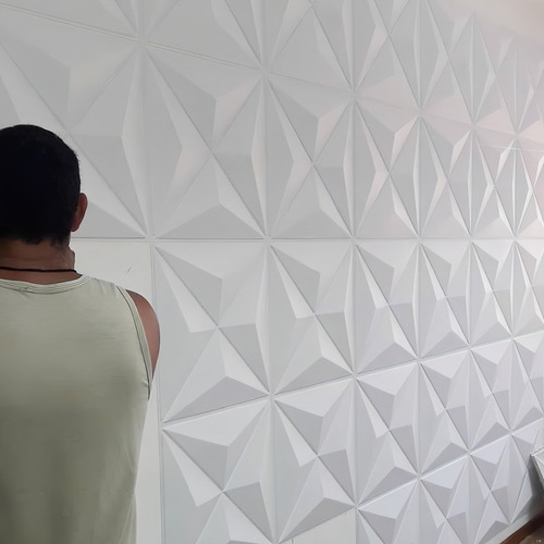 Revestimento Placa 3d De Pvc 50 X 50cm Paredes Tetos Relevo Cor Estrela Branca