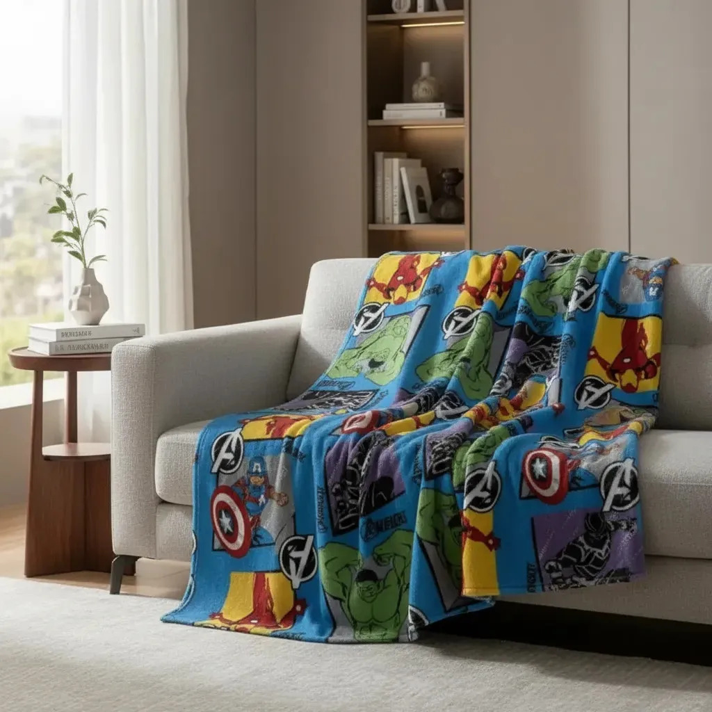 Manta Cobertor Infantil Solteiro Personagens Disney Jolitex Vingadores 800 G Azul