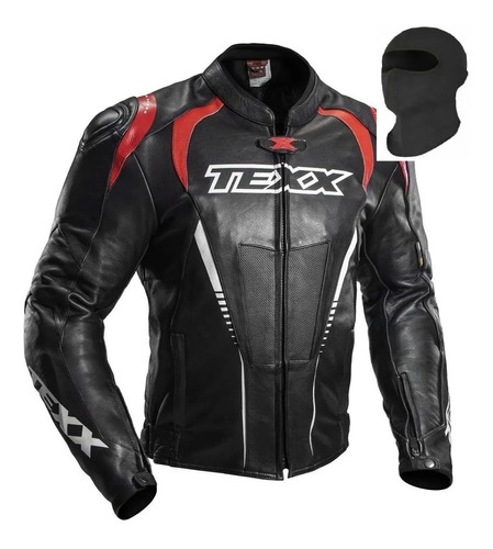 Jaqueta Motociclista Texx Sniper V2 Esportiva Couro Vermelha