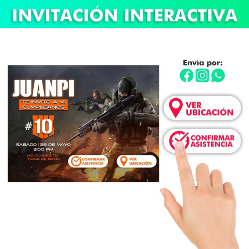 Invitación Digital Con Tematica De Call Of Duty 