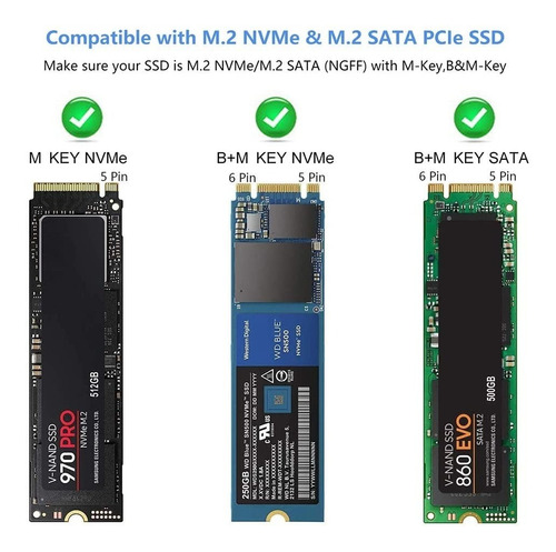 USB 3.1 tipo C hasta m.2 ngff SSD B-key-protocolo estado carcasa 6-Gbit/s-unidad 