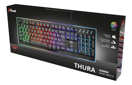 Imagen 7 de 10 de Teclado Gamer Trust Gxt 860 Thura Semi Mecanico Led Rgb Full