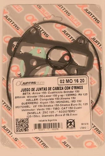 Juntas Cabezal Cilindro Motomel Vx 150 Stratos 150