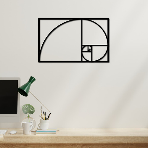 Cuadro Decorativo Espiral De Fibonacci 40x25cm - Madera