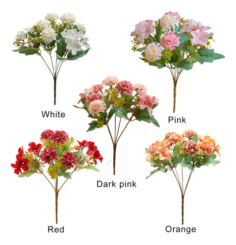 Simulación De Hortensia Vintage Naranja 30 Cm