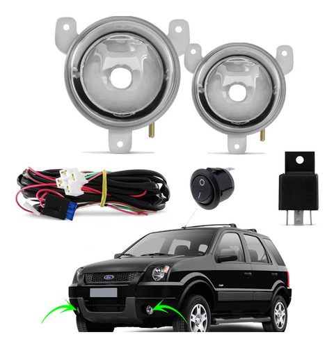 Kit De Farol Milha Auxiliar Neblina Ecosport 03 04 05 06 07