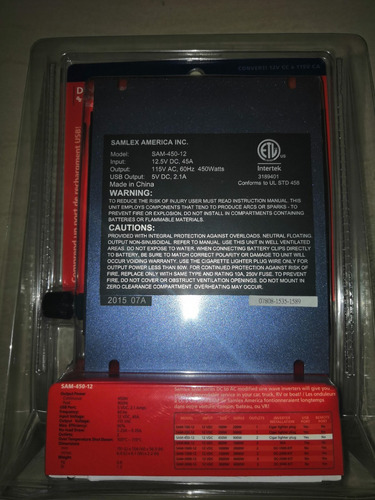 Inversor Convertidor Corriente 12v A 110v 450w