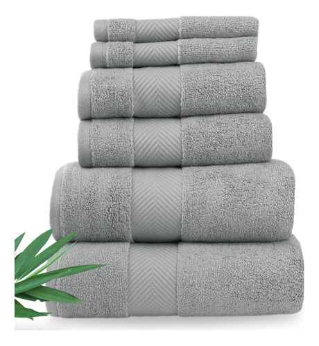 Alusa Home Toallas De Bano De Bambu (peltre, Bambu (6 Toalla