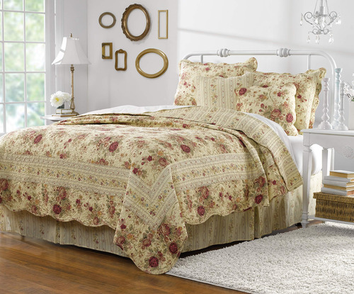 Greenland Home, Set De Cobijas Con Dise&ntilde;o De Rosas An