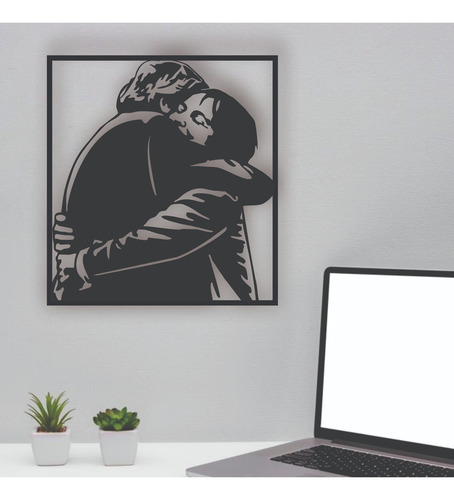 Cristina Y Nestor Kirchner Abrazo | Cuadro Decorativo Negro