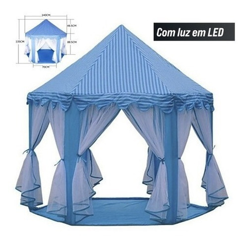 Barraca Infantil Tenda Gazebo Azul Com Led