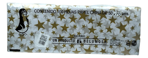 Papel China Decorado 50x70 Cm Cont. 100 Hojas Color estrellas doradas