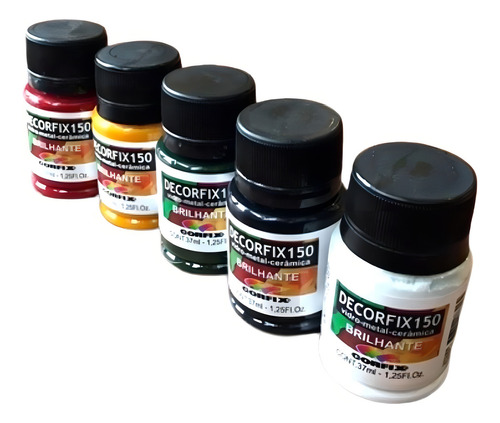 5x Kit Tinta Ceramica Porcelana Decorfix 150 37ml Brilhantes