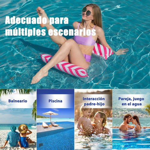 Imagen 3 de 7 de Hamaca Flotante Piscina Cama Colocación Inflable 2 Piezas