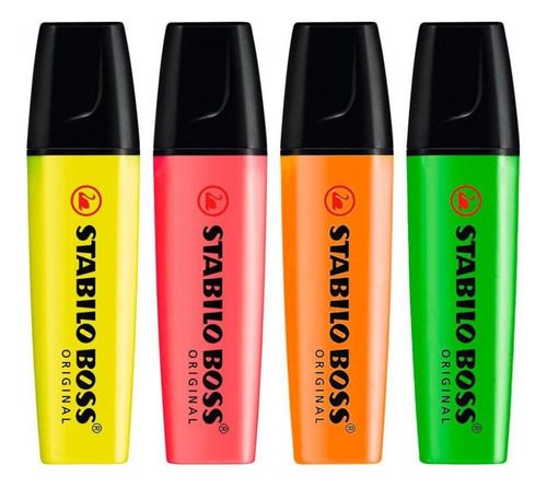 Stabilo Boss Marca Texto - Conjunto Com 4 Cores