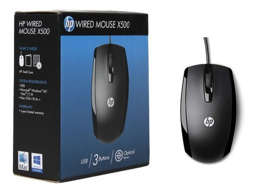 Imagen 1 de 1 de Mouse Alambrico Hp X500 Ratón Computadora