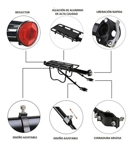 Imagen 5 de 7 de Parrilla Soporte Rack Bicicleta Alforja 50kg !!!