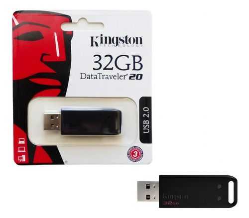 Memoria Usb 32gb Dt20 Negro2.0 Kingston Color Negro