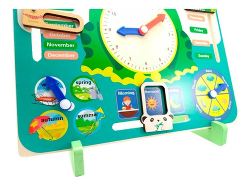 Imagen 2 de 6 de Calendario Reloj Multifuncional Madera Juego Didáctico Niños