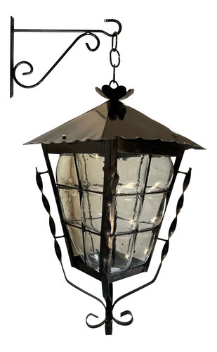Lámpara Farol Artesanal Vidrio Soplado, Xg, Resistente Color Transparente
