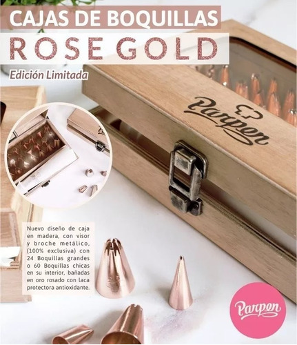 Imagen 6 de 8 de Caja Con 24 Boquillas Grandes Rose Gold Parpen