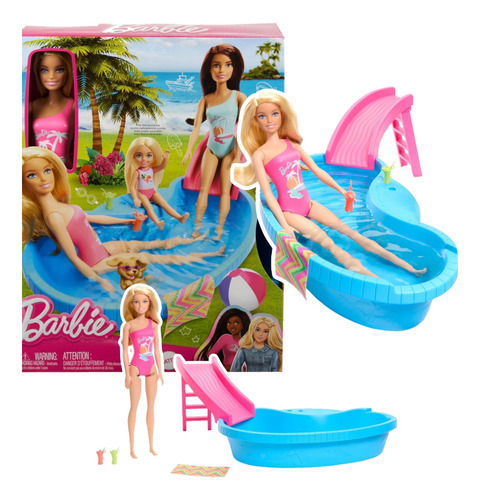 Barbie Rubia Con Piscina Y Accesorios Año 2023 Em