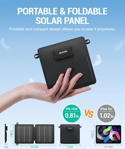 Cargador Solar Portátil 10 W Panel Plegable Usb-c Usb-a Ipx4