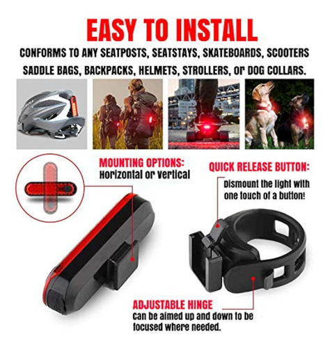 Luces Led Para Bicicleta Traseras Recargables Impermeables