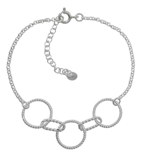 Pulsera De Plata, Krystalia, Diseño Círculos Entrelazados