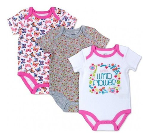 Set 3 Body Manga Corta Flores Mother´s Choice Petit Baby