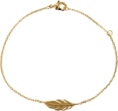 Joyas Les Poulettes - Pulsera Chapada En Oro Pequeña Pluma